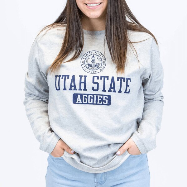 utah state aggies university seal long sleeve tshirt gray